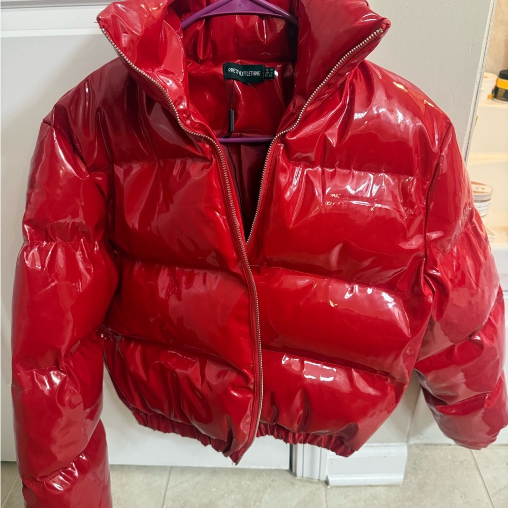 PrettyLittleThing Glossy Cherry Jacket